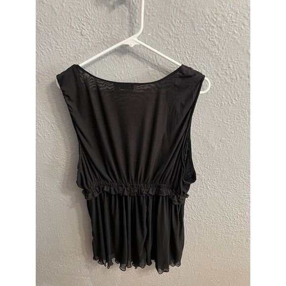 Torrid‎ Women Top 4 Black Blouse  V Neck Elastic Waisr Sleeveless - Picture 7 of 8